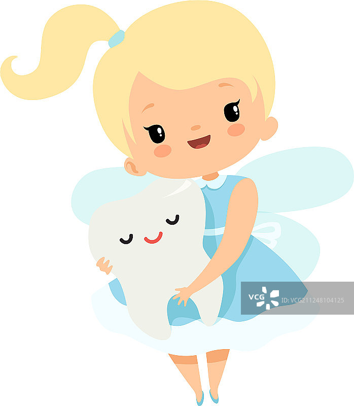 拿着可爱乳牙的小牙仙图片素材