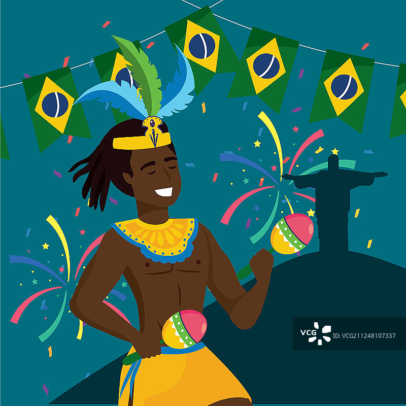 手持沙锤和巴西派对banner的音乐人图片素材