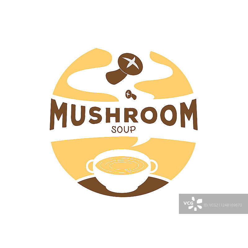 带烟的热蘑菇汤标志图片素材