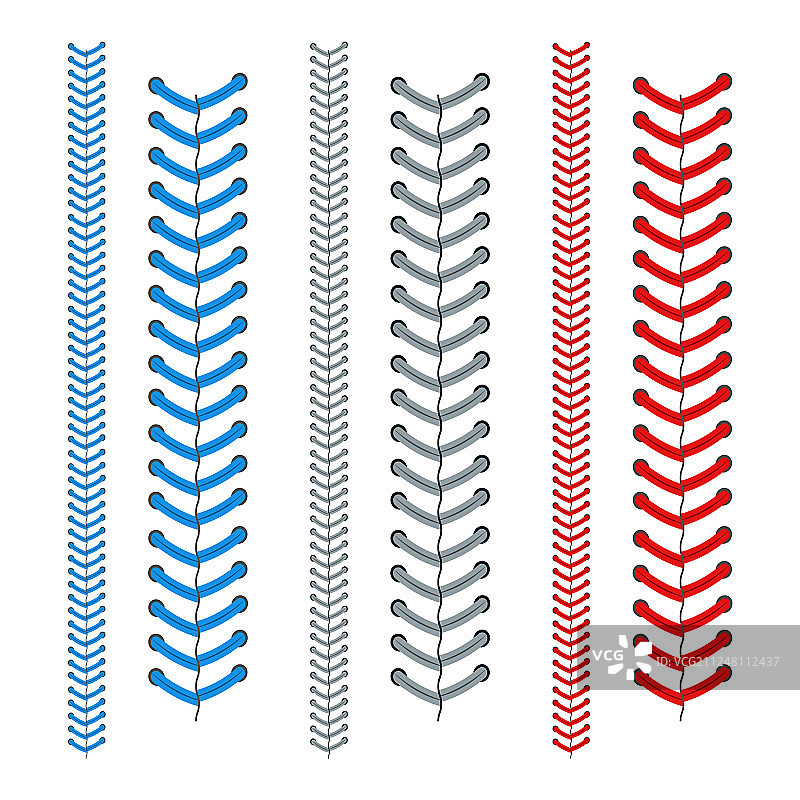 棒球套装中的红蓝花边图片素材