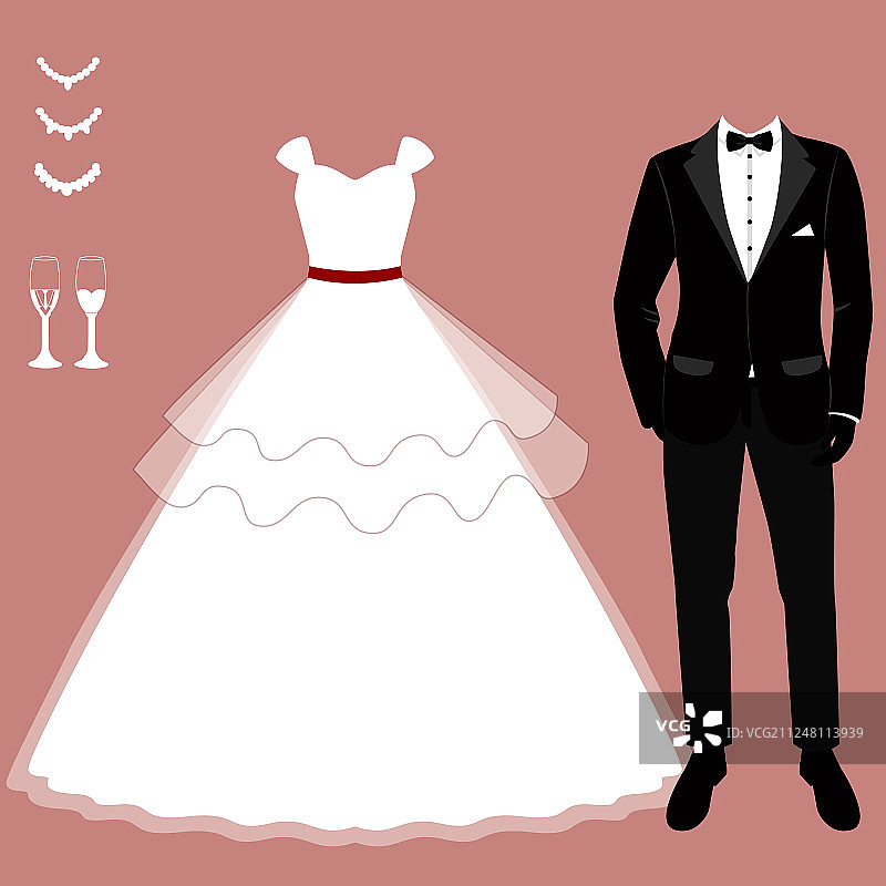 新娘礼服主题婚礼卡片图片素材