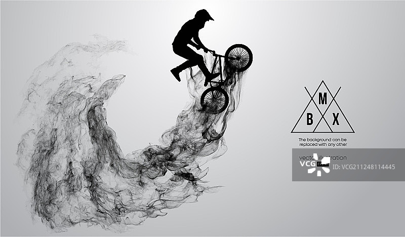 BMX骑手跳跃表演技巧的剪影图片素材