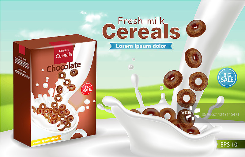 牛奶飞溅中的有机谷物图片素材