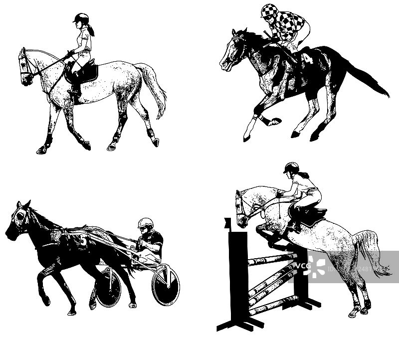 马术运动套装速写图片素材