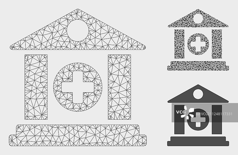 医院网格骨架模型和三角形图片素材