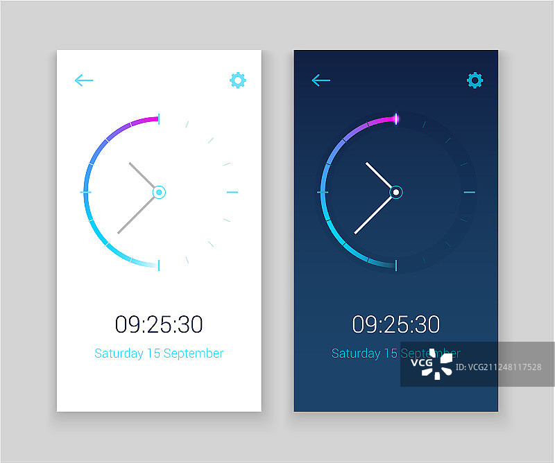 时钟手机App概念UI设计（昼夜）图片素材