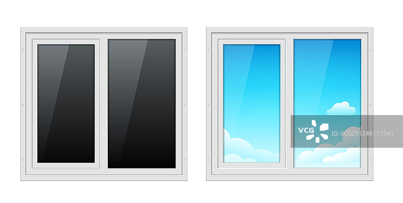 房子玻璃中的塑料窗框图片素材