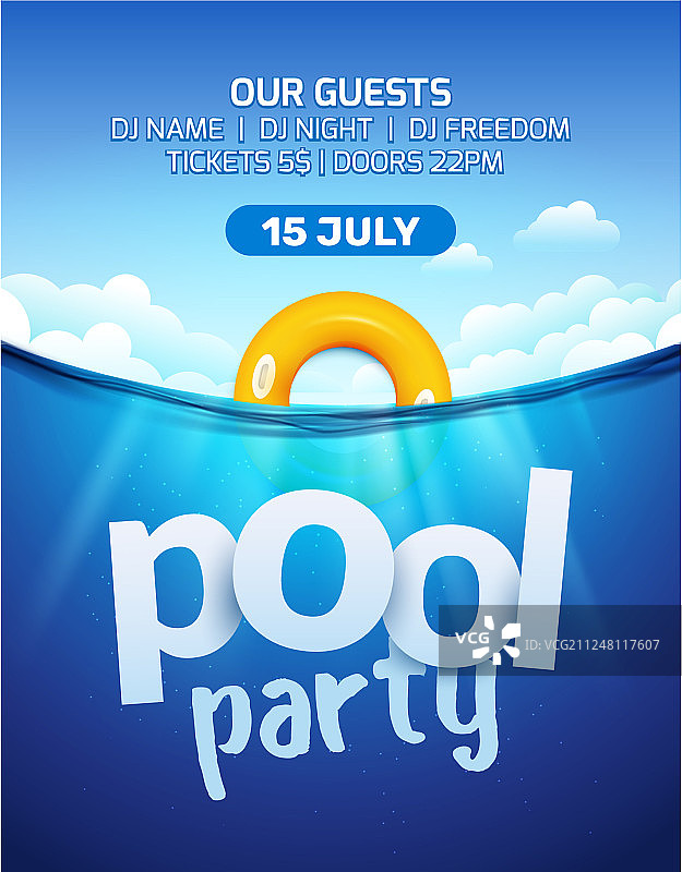 泳池海滩夏季派对邀请banner宣传单图片素材