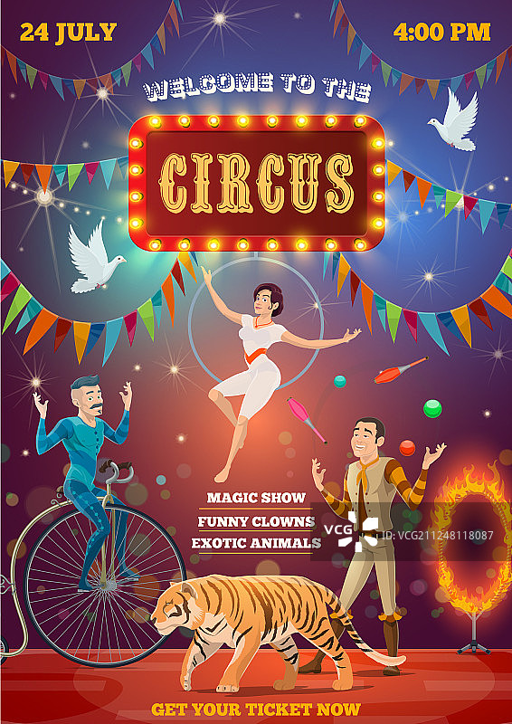 马戏团杂技演员和驯兽师图片素材