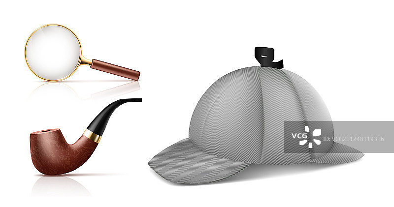 逼真的私人侦探配件套装图片素材