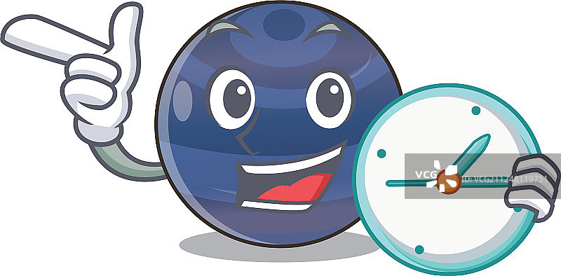 带时钟的海王星吉祥物图片素材