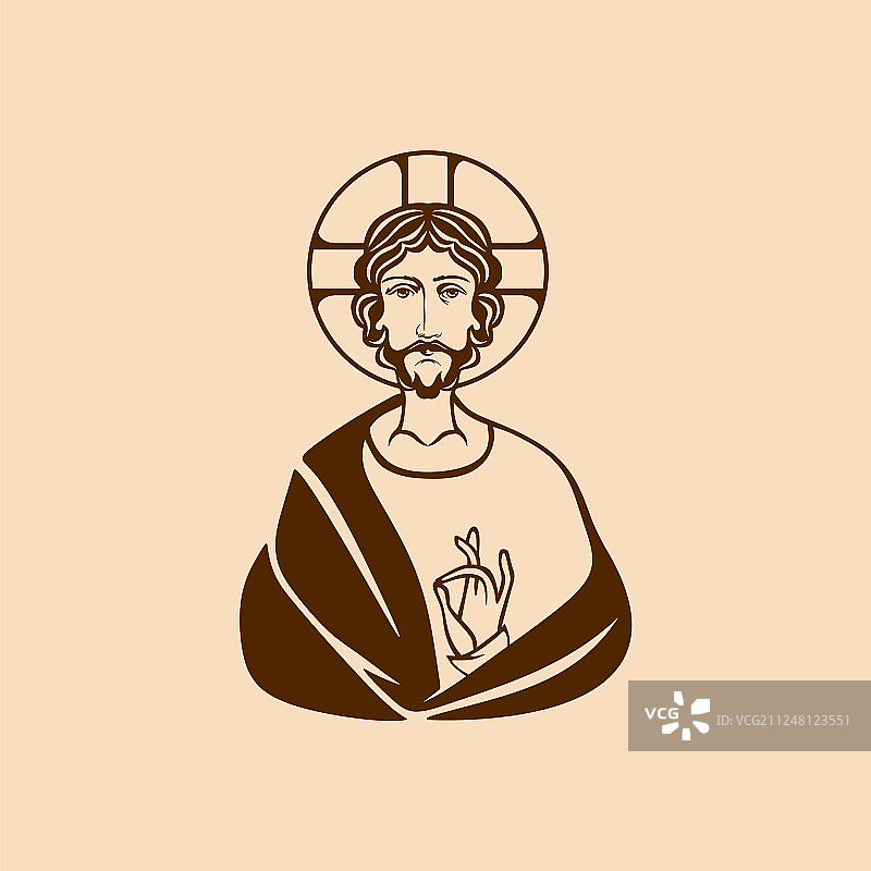 手绘耶稣基督像图片素材