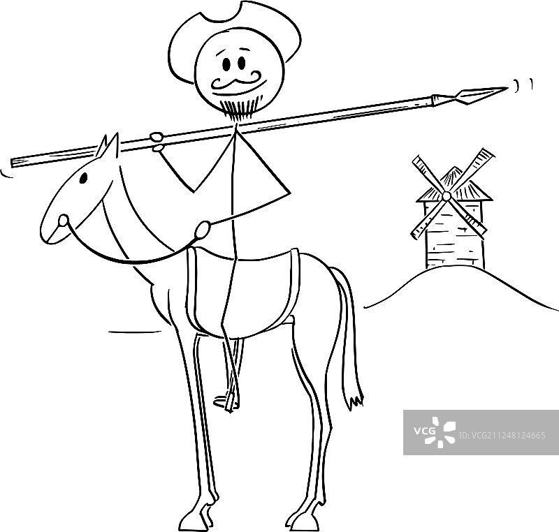 卡通骑士与堂·吉诃德图片素材