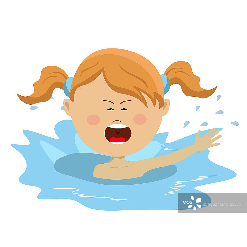 游泳求助的可爱小女孩图片素材