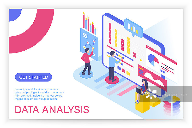 数据分析过程大数据概念2.5D图片素材