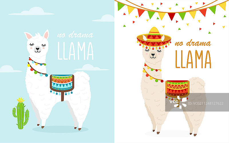 可爱卡通美洲驼图片素材