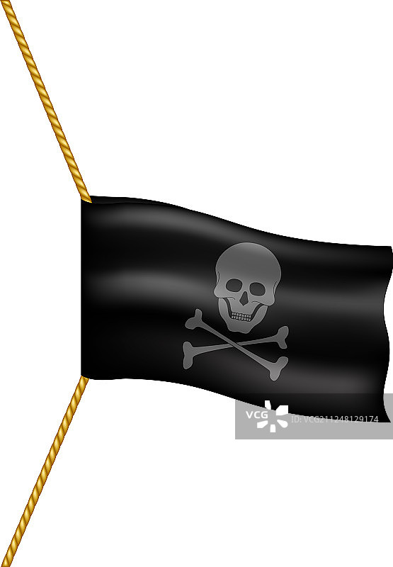 骷髅海盗旗悬挂在绳子上图片素材