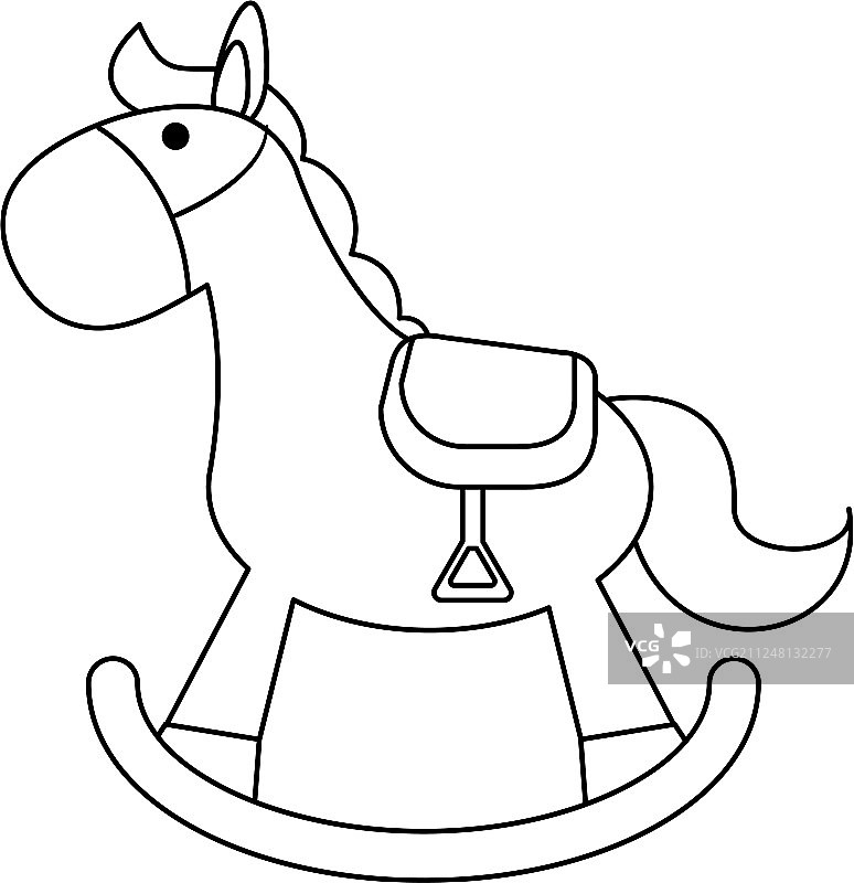 黑白木制玩具马图片素材