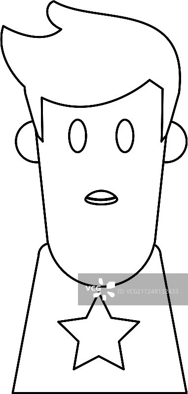 黑白卡通男孩侧面像图片素材