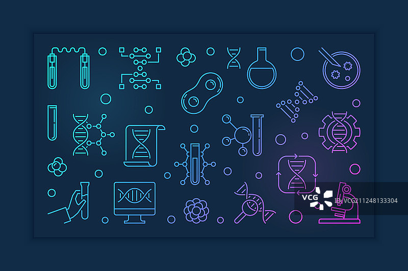 遗传学与DNA概念彩色轮廓图片素材