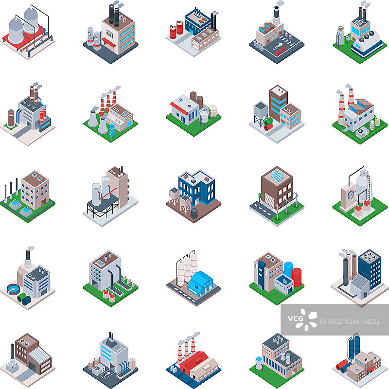 工业建筑2.5D图标图片素材