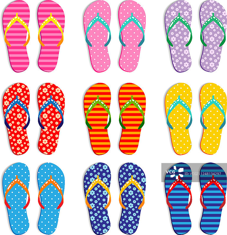 各种图案的彩色人字拖图片素材