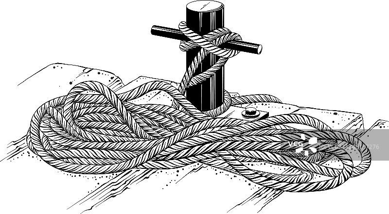 黑色系泊绳绘画图片素材