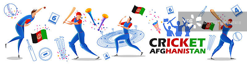 阿富汗板球击球手和投球手图片素材