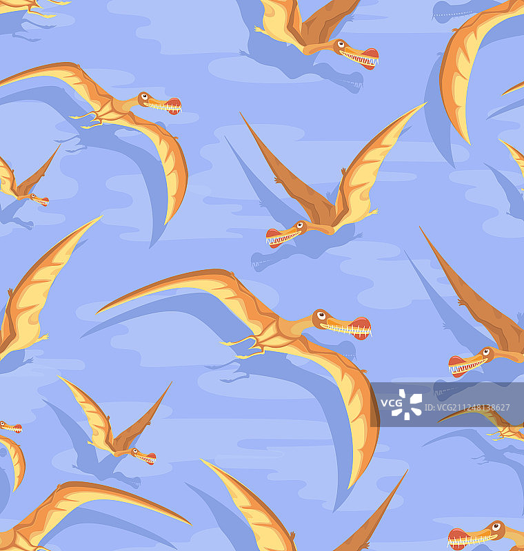 云层中的橙色翼龙图片素材