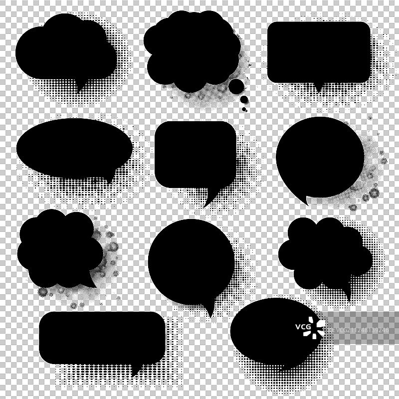 透明复古黑色对话气泡图片素材