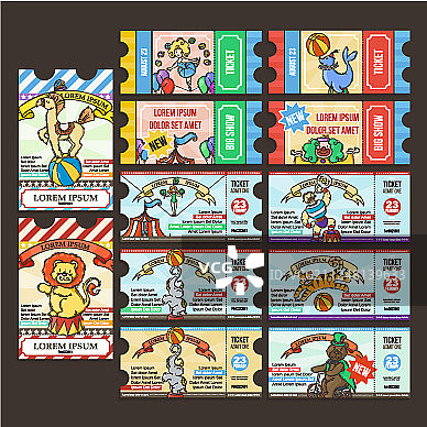 马戏团门票涂鸦卡通图片素材