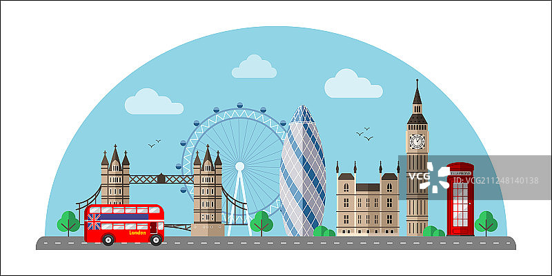 伦敦城市景观扁平风格图片素材