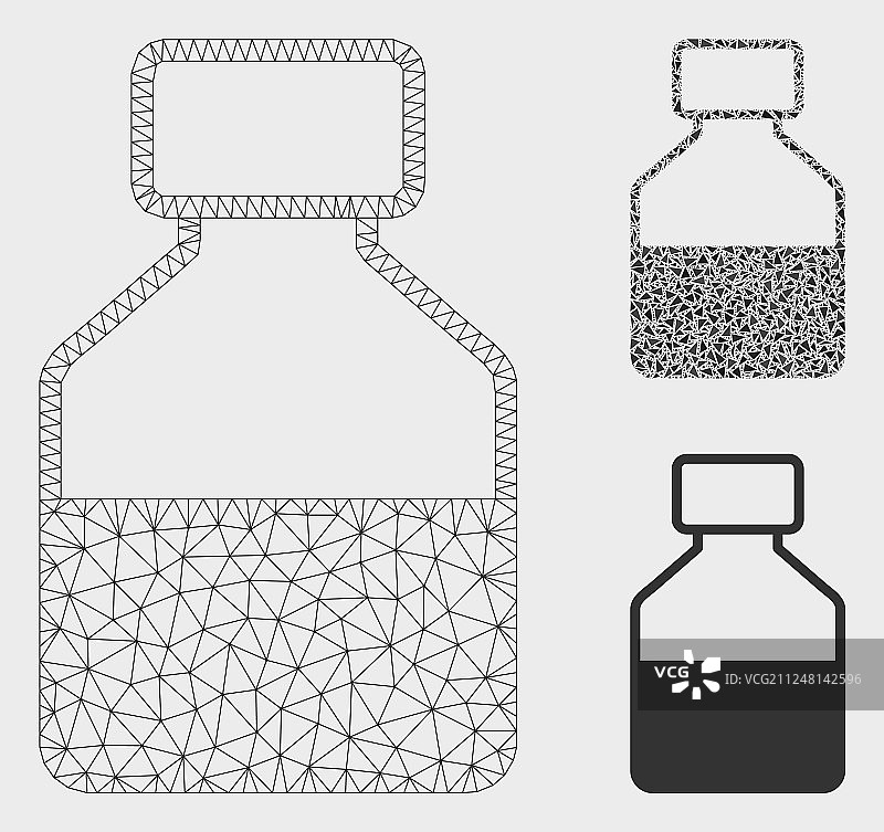 液体瓶网二维模型和三角形图片素材