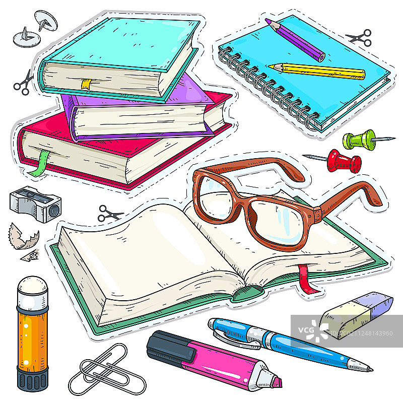 彩色文具学习用品图标图片素材