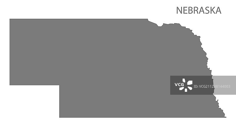 美国内布拉斯加州灰色地图图片素材