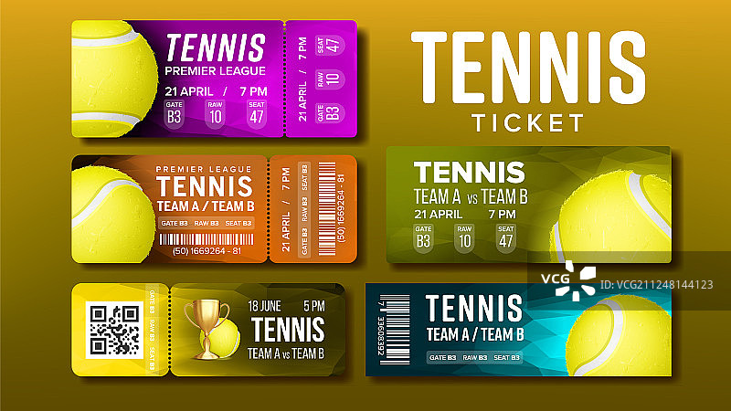 时尚网球赛事门票设计图片素材
