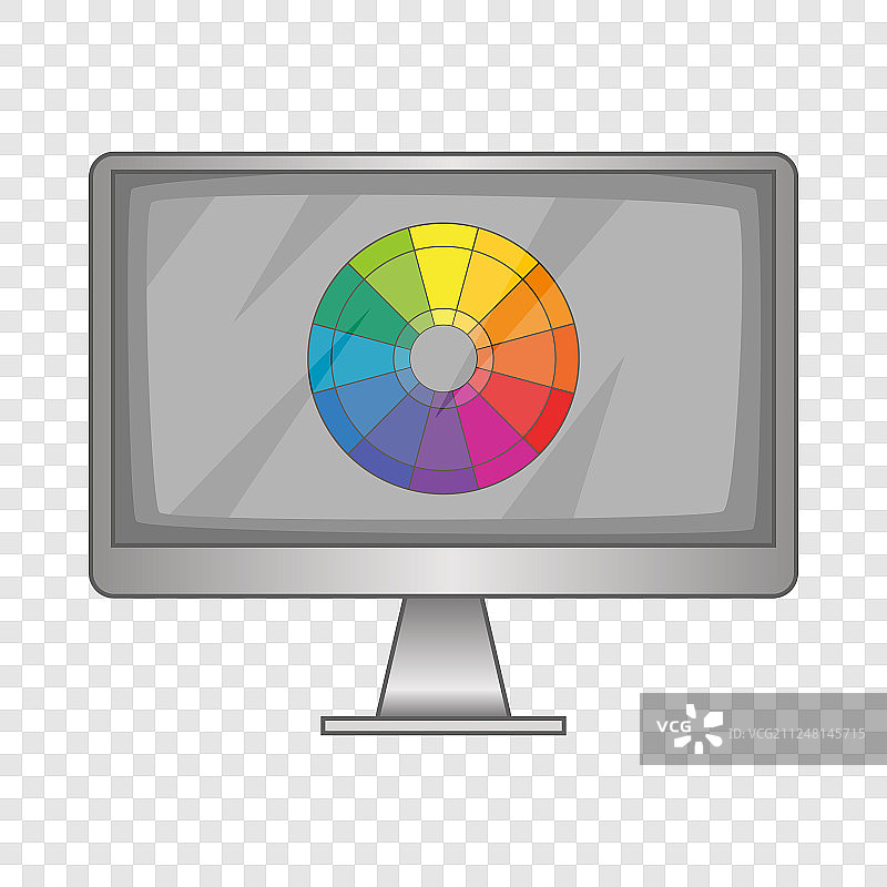 带有颜色光谱图标的电脑显示器图片素材