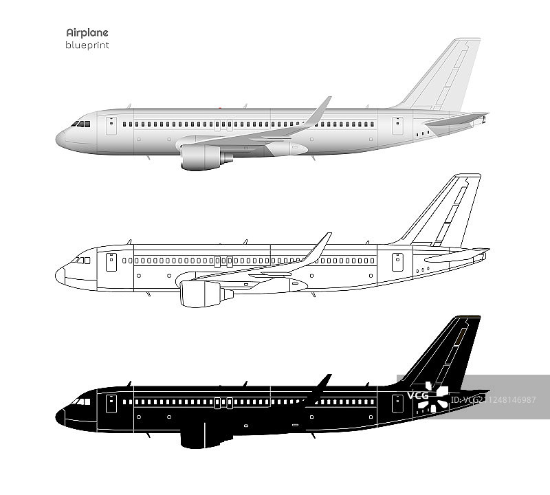 逼真和轮廓风格的飞机图片素材
