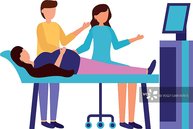 怀孕和孕妇场景flat图片素材