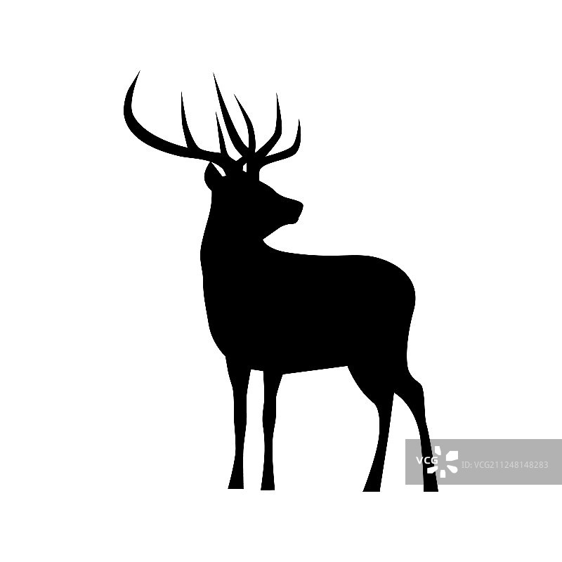 黑色鹿剪影图标图片素材