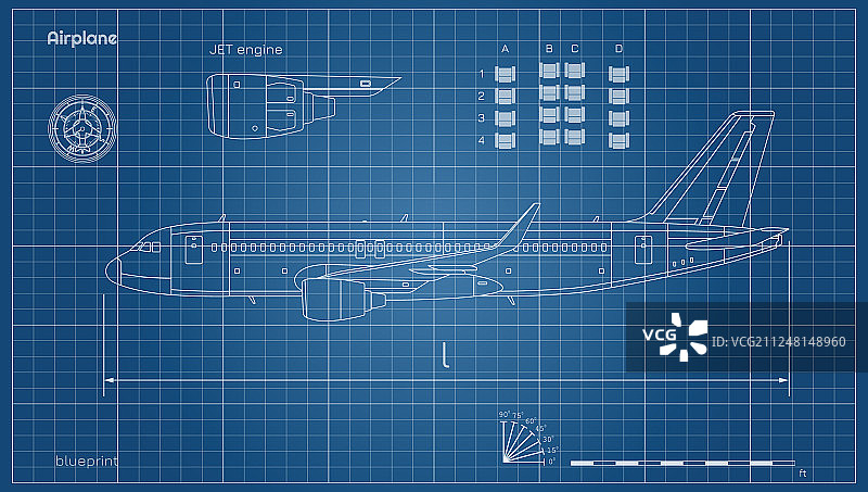 飞机线稿蓝图图片素材