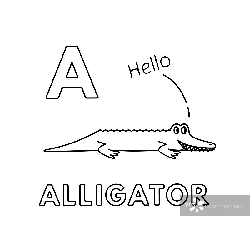 可爱卡通动物字母鳄鱼图片素材