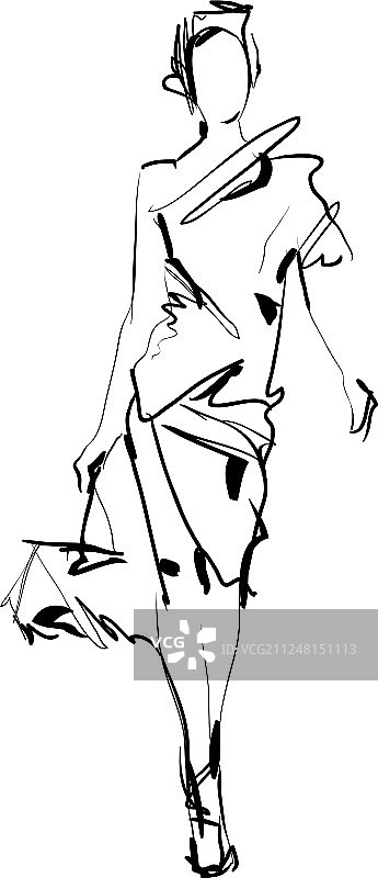 时尚模特素描图片素材