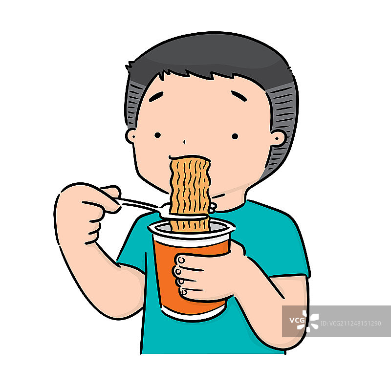 男人吃面条图片素材