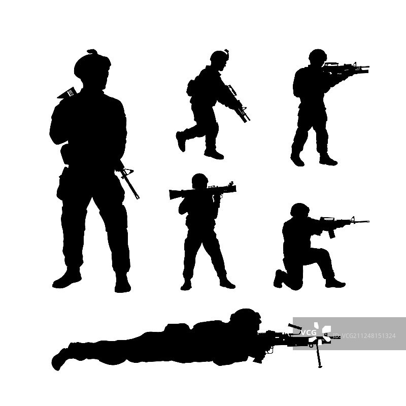 美国士兵黑色剪影图片素材