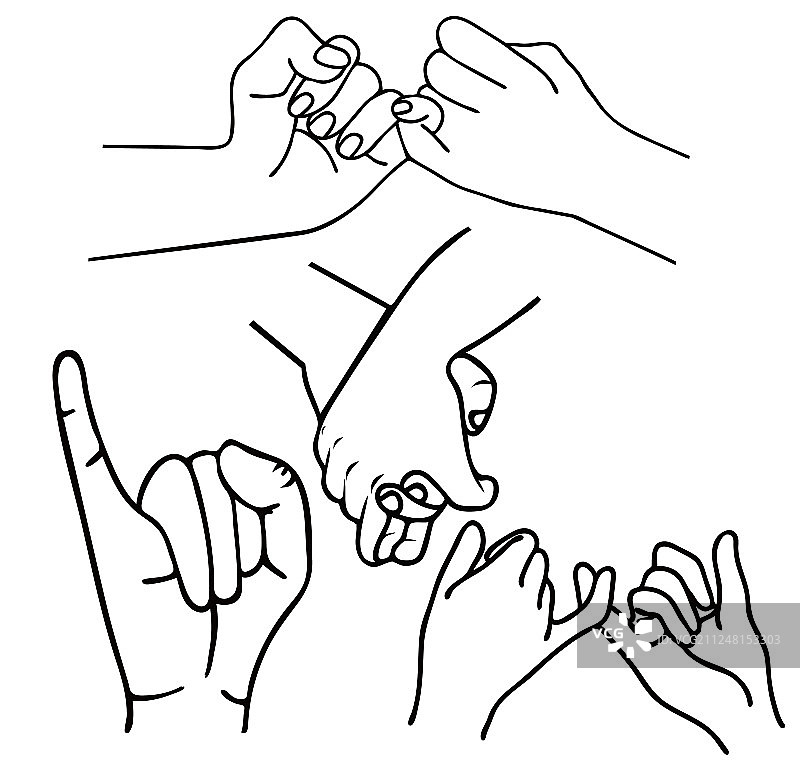 承诺手势描边集合图片素材