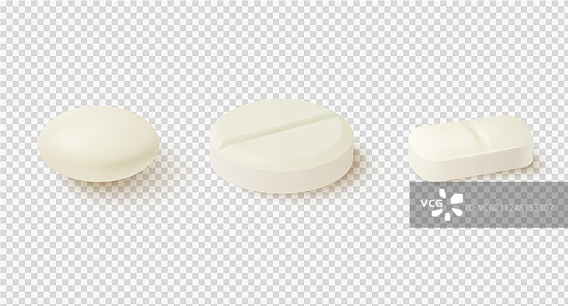 逼真椭圆形圆形药丸合集图片素材