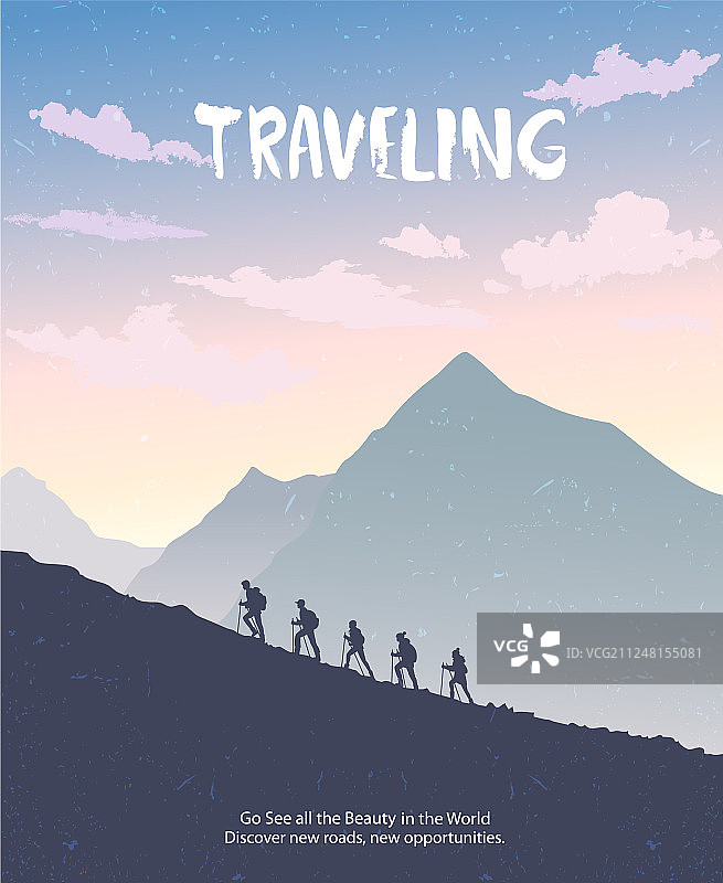 攀登山峰图片素材