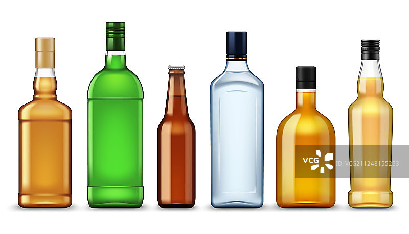 3D酒精饮料玻璃瓶样机图片素材