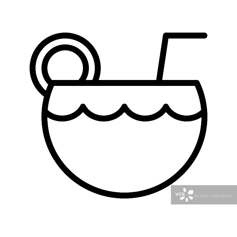 热带椰子汁线性风格图标图片素材